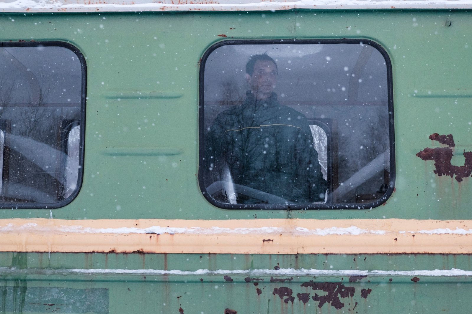 Narrow gauge railway driver in Russian North for Zapovednik