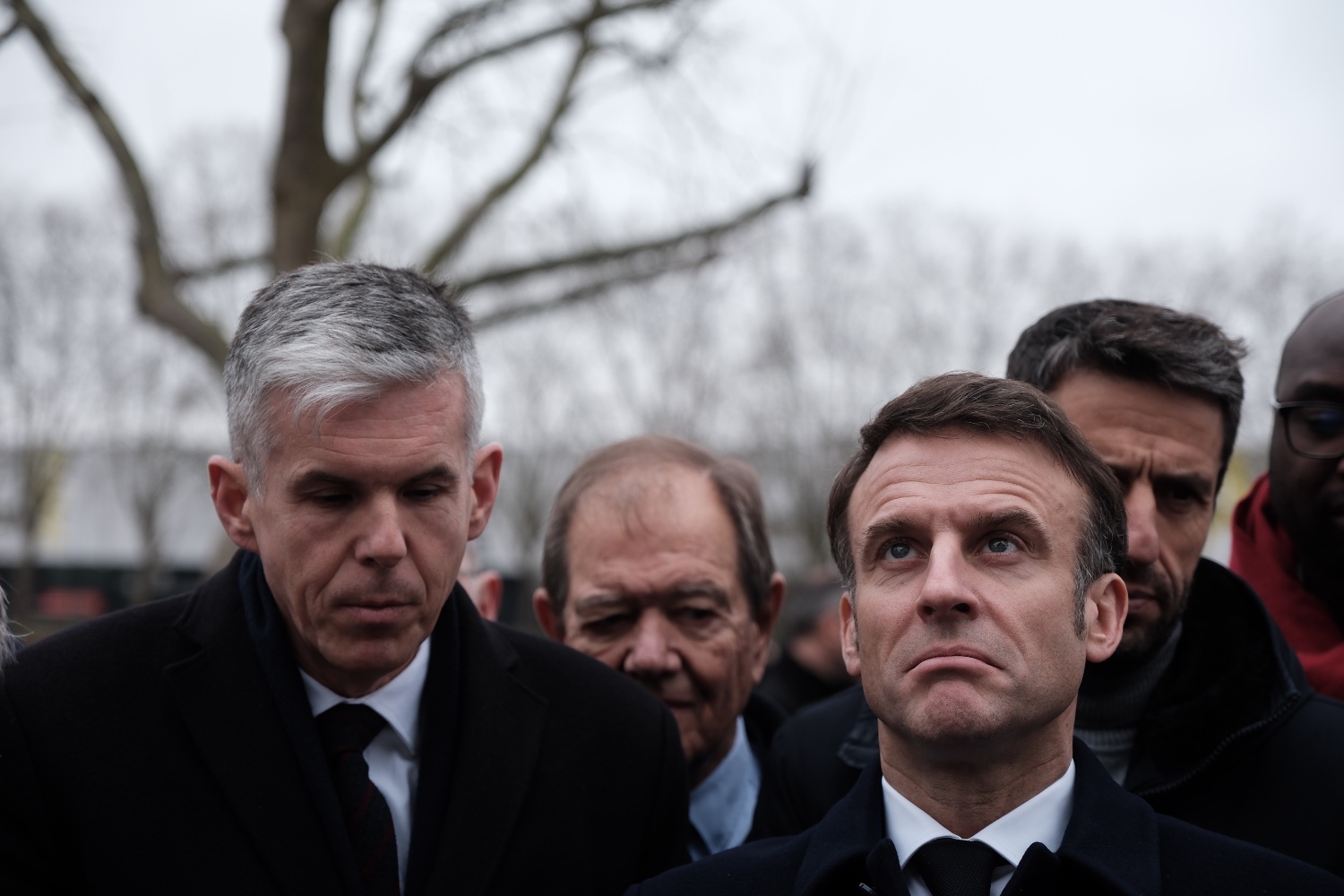 French President Emmanuel Macron inspects the construction of Olympic Village in Saint-Denis near Paris, 2024